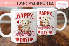 Happy Valentine's day mug wrap PNG, Cute Valentines bear PNG Product Image 3