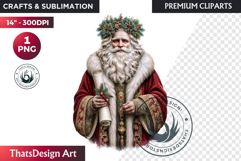 Traditional Christmas Clipart PNG, xmas sublimation, santa Product Image 1