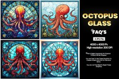 Octopus Stained Glass Square Coaster - 4 Variation Product Image 2