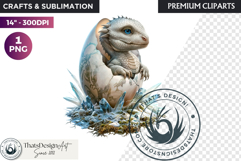 Cute Baby Dragon in a egg Clipart, dragon egg, Fantasy PNG Product Image 1