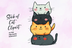 Stack of colorful cat watercolor clipart PNG Product Image 1