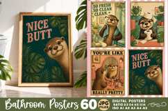 Bathroom funny otters posters, Retro 60 Posters JPG Bundle Product Image 16