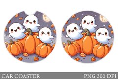 Cute Ghost Car Coaster. Cute Halloween Car Coaster Product Image 1