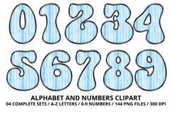 Watercolor Stripes Doodle Alphabet PNG Retro Letters 300 DPI Product Image 5