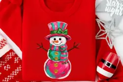 Preppy Brushstroke Snowman Png, Snowman Sublimation Png. Product Image 8