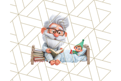 Santa’s Pajama Day Clipart, Cute Christmas Bedtime PNG Product Image 3