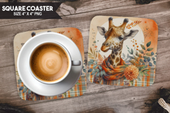 Giraffe, Wild Animals, Buffalo Plaid Square Coaster PNG Product Image 1