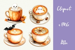 Pumpkin Spice Latte PNG Halloween Ghost Cafe Clipart Product Image 1