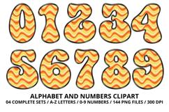 Retro Groovy Alphabert PNG 70s Numbers &amp; Letters 300 DPI Product Image 5