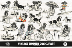 Vintage Summer Dog Clipart Product Image 1