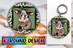 Bright Ornaments Circle Sublimation, Cute Cow Product Image 1