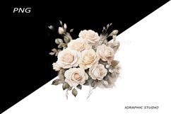 White Flowers PNG, Watercolor White Bouquet Product Image 1