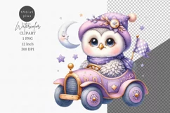 Nursery clipart, Owl clipart, Racing baby Product Image 1