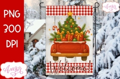 Christmas garden flag PNG, Christmas truck png Product Image 1