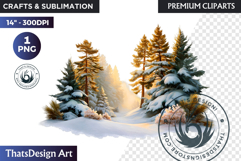 Watercolor Winter Landscapes and Snowy Cabin Illustrations Product Image 1