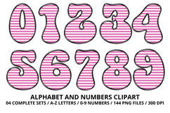 Stripes Alphabet Letters &amp; Numbers Clipart PNG 300DI Product Image 5