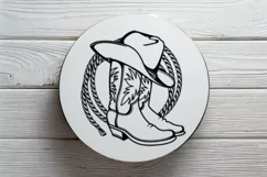 Cowboy boots print art svg, Cowboy hat rodeo lasso cut file Product Image 6