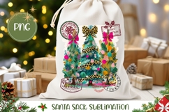 Christmas Tree Santa Sack, Rustic Christmas Sublimation PNG Product Image 1