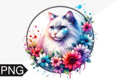 Cat Flowers Sublimation - Cat Flowers Clipart PNG Design Product Image 1