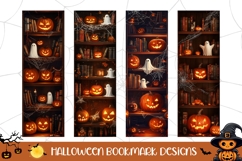 Magic Halloween Bookmark PNG, Neon Pumpkin Bookmark Designs Product Image 1