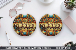 Reindeer Car Coaster Sublimation| Christmas Coaster PNG Product Image 1