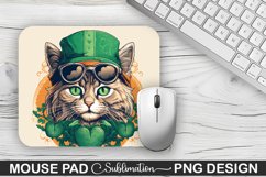 St. Patrick&#039;s Day Cat Sublimation Mouse Pad Design Product Image 1