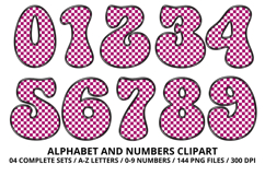 Checkerboard Alphabet Letters &amp; Numbers Clipart PNG 300DPI Product Image 5