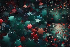 Red green Christmas bokeh star background digital papers Product Image 3