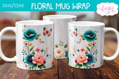 Watercolor floral mug wrap sublimation PNG, Spring mug png Product Image 5