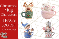 Christmas Characters in Mugs PNG Clipart Product Image 1