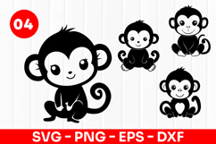 Cute Monkey Cartoon Jungle Animal SVG PNG Product Image 1
