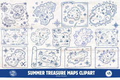 Summer Treasure Maps Clipart Product Image 1