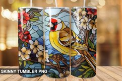 Stained Glass Embroidered Goldfinch PNG Tumbler Design Product Image 1