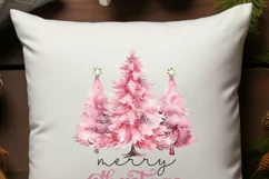 Merry Christmas PNG: Pink Tree Design for Sublimation Product Image 2