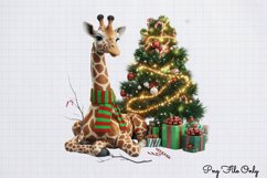Christmas Giraffes Clipart PNG Product Image 1