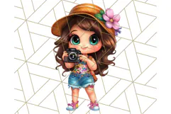 Chibi Summer Girls Clipart PNG, Bright Kawaii Summer Art Product Image 3