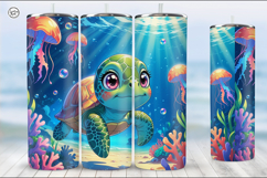 Cute Turtle Tumbler Sublimation, 20 oz Tumbler Wrap Product Image 4
