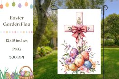 Watercolor Easter Garden Flag, Easter Cross Sublimation Product Image 1