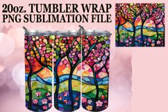 Vibrant Colorful Tree Tumbler Wrap 20oz Stained Glass Product Image 1