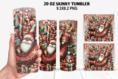 Santa Skinny Tumbler 20oz Wrap Design, Christmas Tumbler Product Image 1