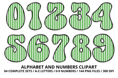 Stripes Alphabet Letters &amp; Numbers Clipart PNG 300DI Product Image 5