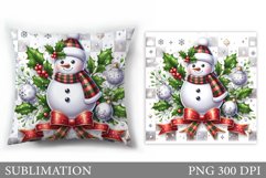 Cute Snowman Pillow Sublimation. Christmas Pillow Design Product Image 1