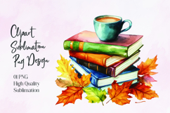 Pumpkin Books Coffee Autumn Sublimation PNG Product Image 1