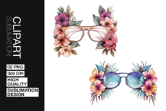 Floral Glasses Art Clipart PNG Product Image 1