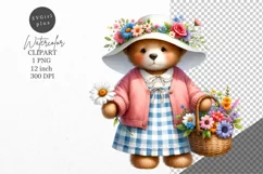 Teddy bear clipart, Teddy clipart, Floral clipart Product Image 1