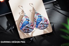 Stained Glass Blue Jay flowers Earring Design Product Image 1