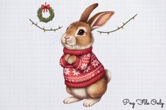 Woodland Christmas Bunny Sublimation Clipart PNG Product Image 1