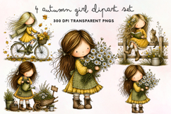 Autumn Girl Clipart PNG Product Image 1