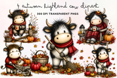 Autumn Highland Cow Clipart PNG Product Image 1