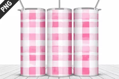 Pink Plaid Tumbler Design | Valentine's Day Tumbler Wrap Product Image 2